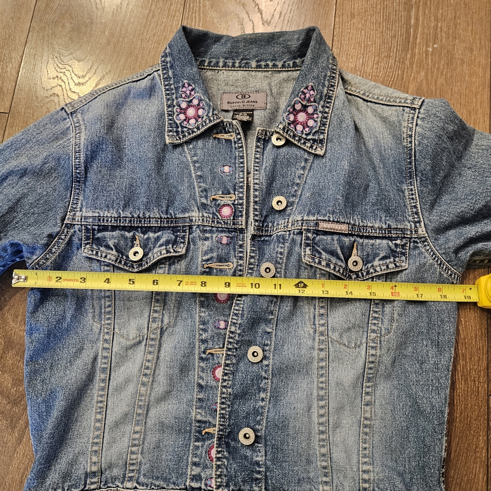 Buffalo Jean Vintage 90s Women's Embellished Embroidered Jean Jacket Size M - Picture 14 of 16